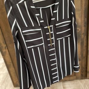 Black and blue striped Express Blouse size M